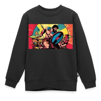 nVx Arès 1 - Sweat Premium enfant bio - noir - Devant - AI Model Kid Female (0cm)