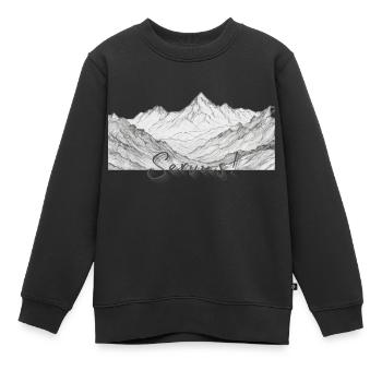 Servus, Bayrischer Gruß vor Bergpanorama - Kinder Premium Organic Sweatshirt - Schwarz - Vorne - AI Model Kid Female (0cm)