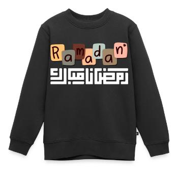 Ramadan Mubarak - Kids Premium Organic Sweatshirt - black - Front - AI Model Kid Female (0cm)