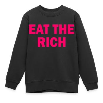 Eat the rich - Sweat Premium enfant bio - noir - Devant - AI Model Kid Female (0cm)
