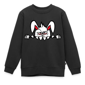 Lapin Monstre Mal Dangereux Halloween Mur de dents - Sweat Premium enfant bio - noir - Devant - AI Model Kid Female (0cm)