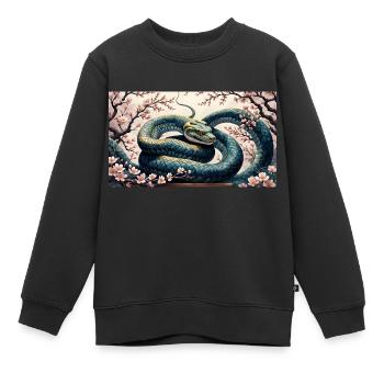 Kirschblüte im Jahr der Schlange - Kinder Premium Organic Sweatshirt - Schwarz - Vorne - AI Model Kid Female (0cm)
