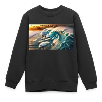 Surfeurs de pipelining - Sweat Premium enfant bio - noir - Devant - AI Model Kid Female (0cm)