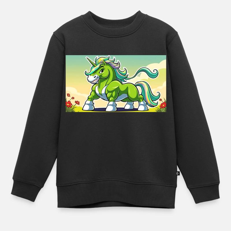 La licorne Green Runner - Sweat Premium enfant bio - noir