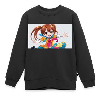 Ein niedliches manga maedchen - Kinder Premium Organic Sweatshirt - Schwarz - Vorne - AI Model Kid Female (0cm)