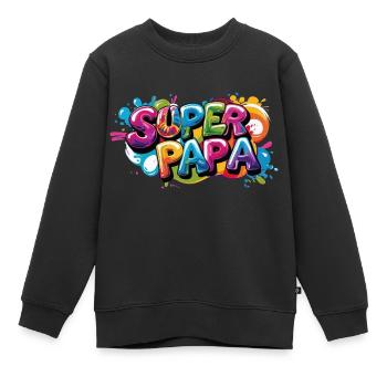 Cooles Superpapa Shirt im Graffiti Style für Väter - Kinder Premium Organic Sweatshirt - Schwarz - Vorne - AI Model Kid Female (0cm)