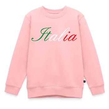 Italia écriture couleur drapeau - Sweat Premium enfant bio - rose - Devant - AI Model Kid Female (0cm)
