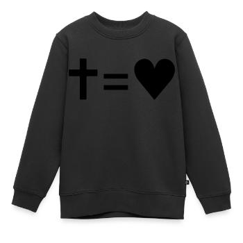 Kreuz = Herz - Kinder Premium Organic Sweatshirt - Schwarz - Vorne - AI Model Kid Female (0cm)