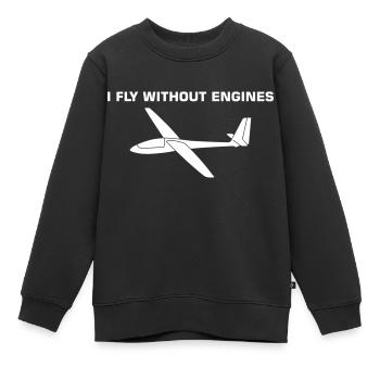 Gleiten ohne Motor Spruch Segelflieger Pilot - Kinder Premium Organic Sweatshirt - Schwarz - Vorne - AI Model Kid Female (0cm)