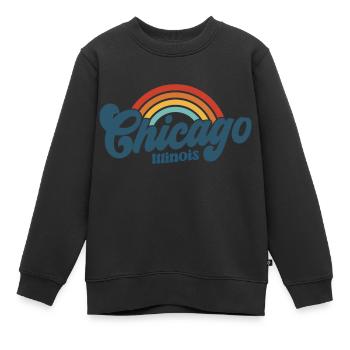Hippie des années 70 à Chicago - Sweat Premium enfant bio - noir - Devant - AI Model Kid Female (0cm)