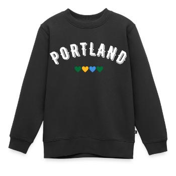 Portland - Sweat Premium enfant bio - noir - Devant - AI Model Kid Female (0cm)