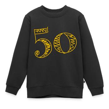 50 ANS. 50e ANNIVERSAIRE. ANNIVERSAIRE 50 ANS.50 - Sweat Premium enfant bio - noir - Devant - AI Model Kid Female (0cm)