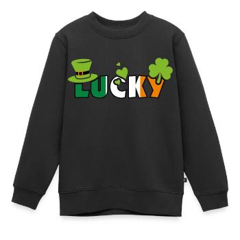 Lucky. Design to the Patrick's day - Kids Premium Organic Sweatshirt - black - Front - AI Model Kid Female (0cm)
