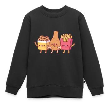 Süßes frittiertes Essen Zwiebelringe Gebratene Hühnerpommes - Kinder Premium Organic Sweatshirt - Schwarz - Vorne - AI Model Kid Female (0cm)