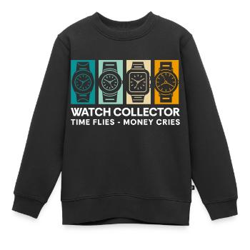 Watch Watches Luxury Watches Watch Collection - Kids Premium Organic Sweatshirt - black - Front - AI Model Kid Female (0cm)