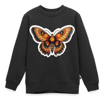 Papillon de nuit Néo Traditionnel - Sweat Premium enfant bio - noir - Devant - AI Model Kid Female (0cm)