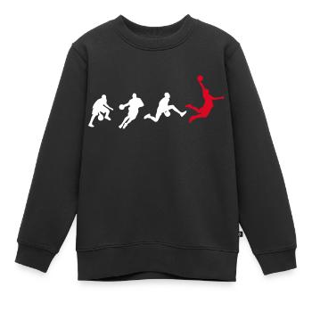 Basket-ball Basketteur Evolution Dunk - Sweat Premium enfant bio - noir - Devant - AI Model Kid Female (0cm)