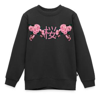 Sakura [jap.] - Kinder Premium Organic Sweatshirt - Schwarz - Vorne - AI Model Kid Female (0cm)