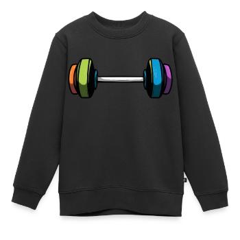 Haltères Gym Entraînement Fitness Gym - Sweat Premium enfant bio - noir - Devant - AI Model Kid Female (0cm)