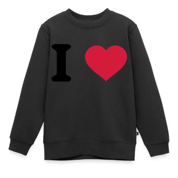 i love - Sweat Premium enfant bio - noir - Devant - AI Model Kid Female (0cm)