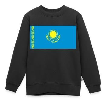 kazakstan flag - Kinder Premium Organic Sweatshirt - Schwarz - Vorne - AI Model Kid Female (0cm)