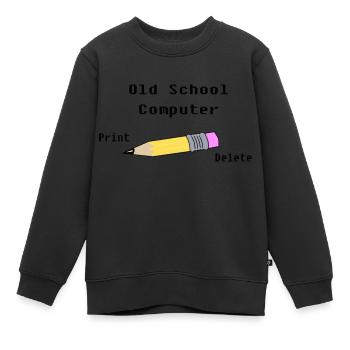 Old School Computer - Sweat Premium enfant bio - noir - Devant - AI Model Kid Female (0cm)