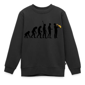 evolution_saxophon_a_2 - Kinder Premium Organic Sweatshirt - Schwarz - Vorne - AI Model Kid Female (0cm)