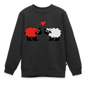 sheep happily in love sheep sheep lamb heart - Kids Premium Organic Sweatshirt - black - Front - AI Model Kid Female (0cm)