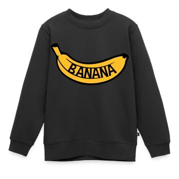banana text logo obst banane lecker gesund essen b - Kinder Premium Organic Sweatshirt - Schwarz - Vorne - AI Model Kid Female (0cm)