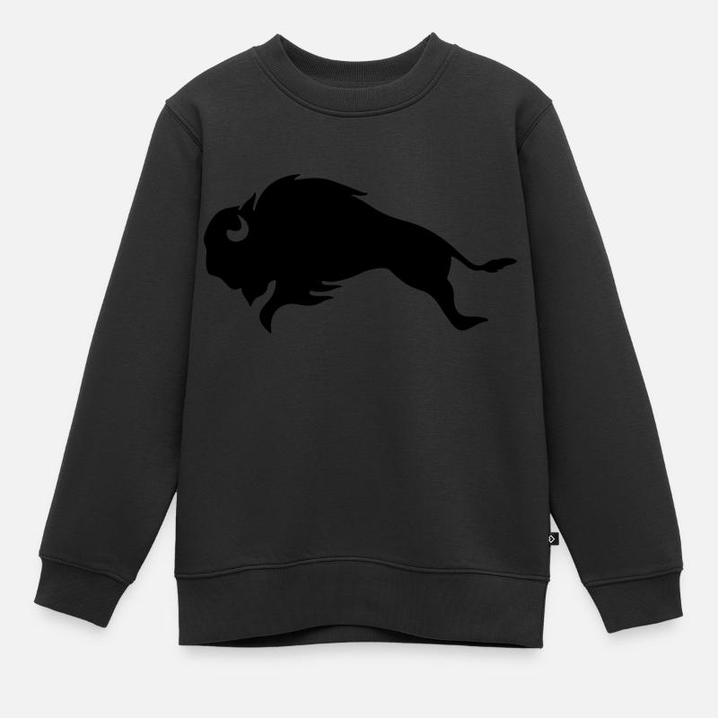 Black Bison BULL - Sweat Premium enfant bio - noir