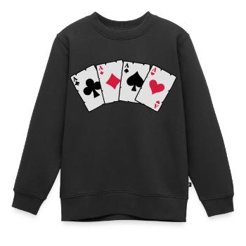 Cartes Poker - Cartes Poker - Sweat Premium enfant bio - noir - Devant - AI Model Kid Female (0cm)