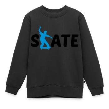 logo skate text skateboard stunt trick fahren spas - Kinder Premium Organic Sweatshirt - Schwarz - Vorne - AI Model Kid Female (0cm)