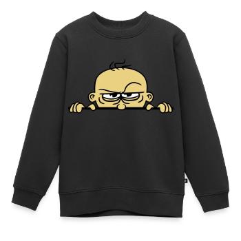boeses gesicht verstecken mauer schild lustig comi - Kinder Premium Organic Sweatshirt - Schwarz - Vorne - AI Model Kid Female (0cm)