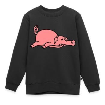 Totes Schwein am Boden - Kinder Premium Organic Sweatshirt - Schwarz - Vorne - AI Model Kid Female (0cm)