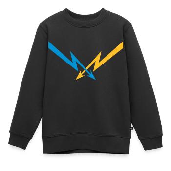 2 blitze muster elektrisch strom energie starkstro - Kinder Premium Organic Sweatshirt - Schwarz - Vorne - AI Model Kid Female (0cm)