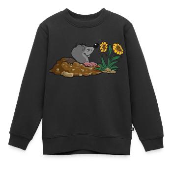 Maulwurf erde Maulwurfhuegel blume riechen duft sp - Kinder Premium Organic Sweatshirt - Schwarz - Vorne - AI Model Kid Female (0cm)