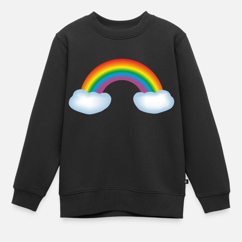 Regenbogen mit Wolken - Kinder Premium Organic Sweatshirt - Schwarz