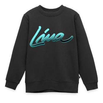 lina font graffiti template - Kids Premium Organic Sweatshirt - black - Front - AI Model Kid Female (0cm)