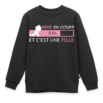 Bébé en cours et c'est une Fille - Sweat Premium enfant bio - noir - Devant - AI Model Kid Female (0cm)