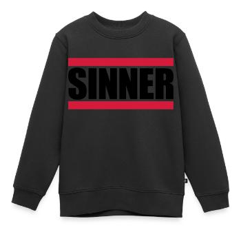 Sinner Text Logo - Kinder Premium Organic Sweatshirt - Schwarz - Vorne - AI Model Kid Female (0cm)