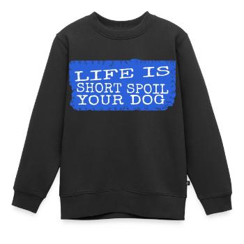 funny happy animal print animal welfare canine - Kinder Premium Organic Sweatshirt - Schwarz - Vorne - AI Model Kid Female (0cm)