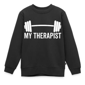 Barbell Mon thérapeute - Sweat Premium enfant bio - noir - Devant - AI Model Kid Female (0cm)