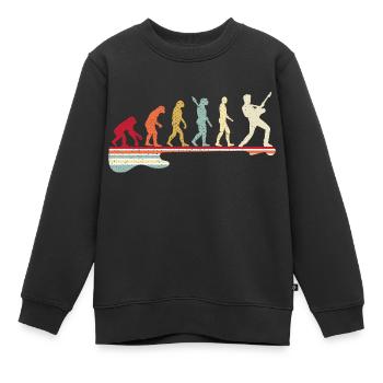 Evolution au guitariste, j’aime les notes et la musique - Sweat Premium enfant bio - noir - Devant - AI Model Kid Female (0cm)