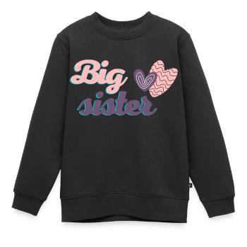 Große Schwester, ein süßes Text- und Herzdesign - Kinder Premium Organic Sweatshirt - Schwarz - Vorne - AI Model Kid Female (0cm)