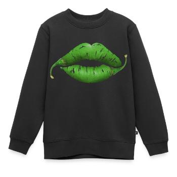 Lippen - Kinder Premium Organic Sweatshirt - Schwarz - Vorne - AI Model Kid Female (0cm)