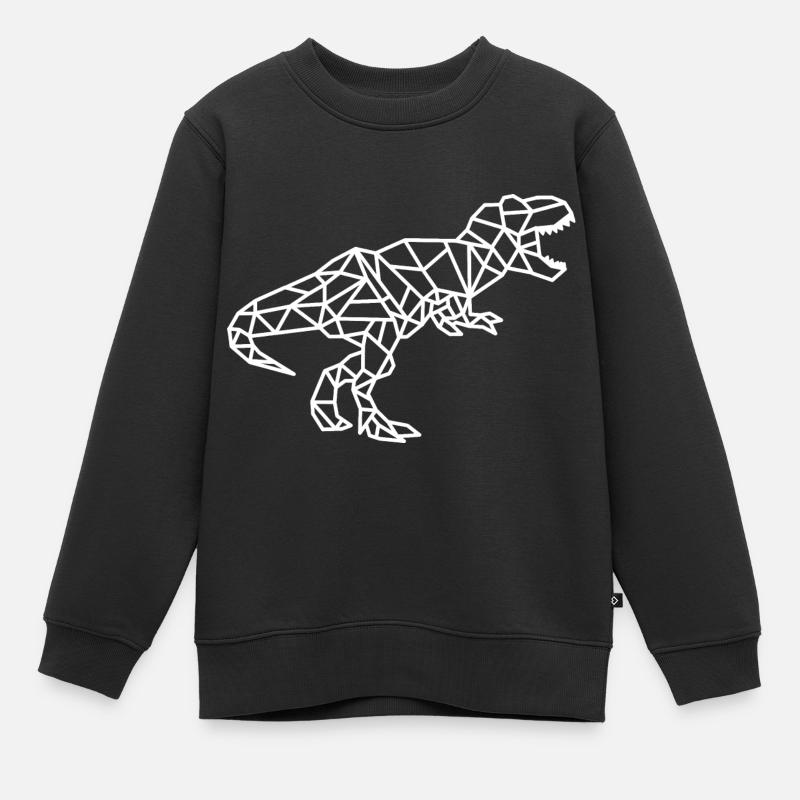Lignes géométriques T Rex - Sweat Premium enfant bio - noir