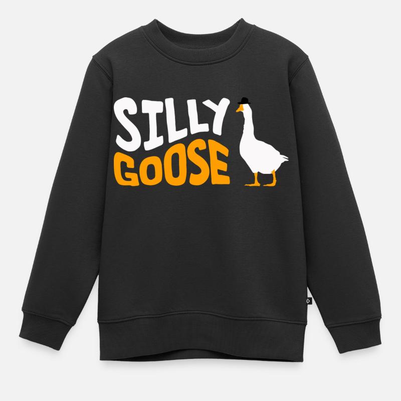 Oie idiote avec un chapeau - Sweat Premium enfant bio - noir