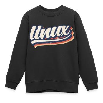 Linux | retro vintage logo - Kids Premium Organic Sweatshirt - black - Front - AI Model Kid Female (0cm)