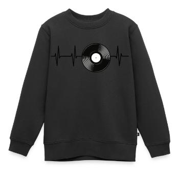 Herzfrequenz Schallplatte - Kinder Premium Organic Sweatshirt - Schwarz - Vorne - AI Model Kid Female (0cm)