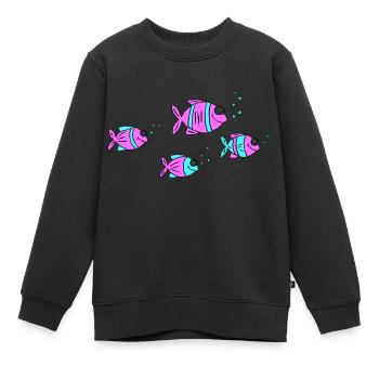 Poisson Cichlide Eau Mer Graffiti Dessin - Sweat Premium enfant bio - noir - Devant - AI Model Kid Female (0cm)